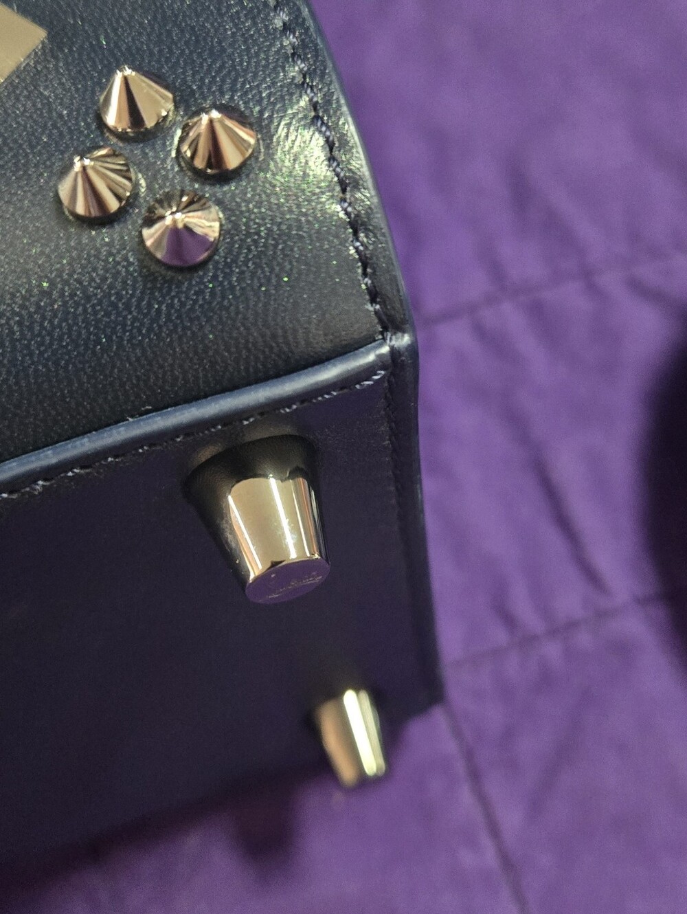 NWOT Rare Christian Louboutin Paloma Iridescent Blue Medium Perle Leather Tote - Picture 11 of 16